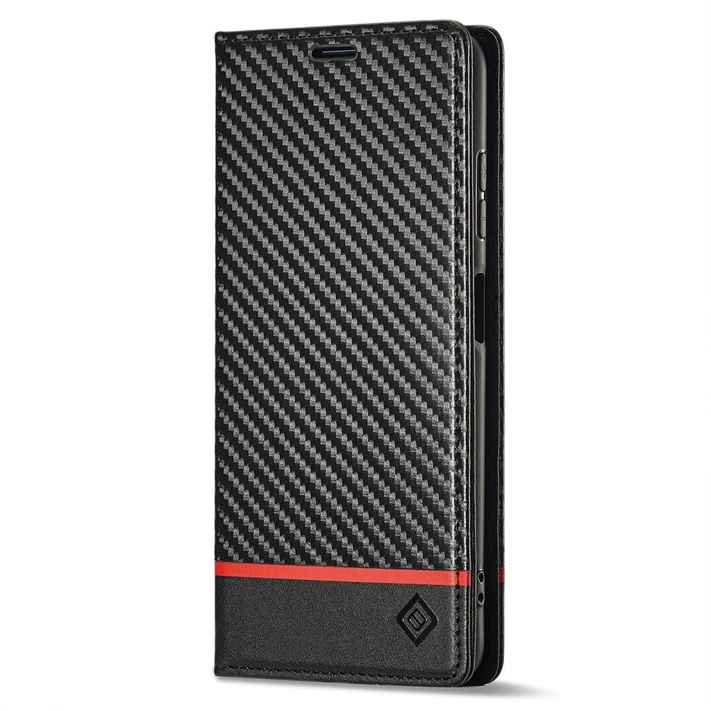 LC.IMEEKE For Xiaomi Poco X3/X3 Pro/X3 NFC Flip Wallet Case, Shock Absorption PU Leather Carbon Fiber Texture Stand Magnetic Auto-absorbed Phone Cover