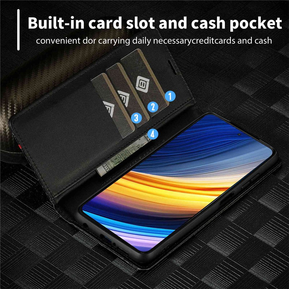 LC.IMEEKE For Xiaomi Poco X3/X3 Pro/X3 NFC Flip Wallet Case, Shock Absorption PU Leather Carbon Fiber Texture Stand Magnetic Auto-absorbed Phone Cover