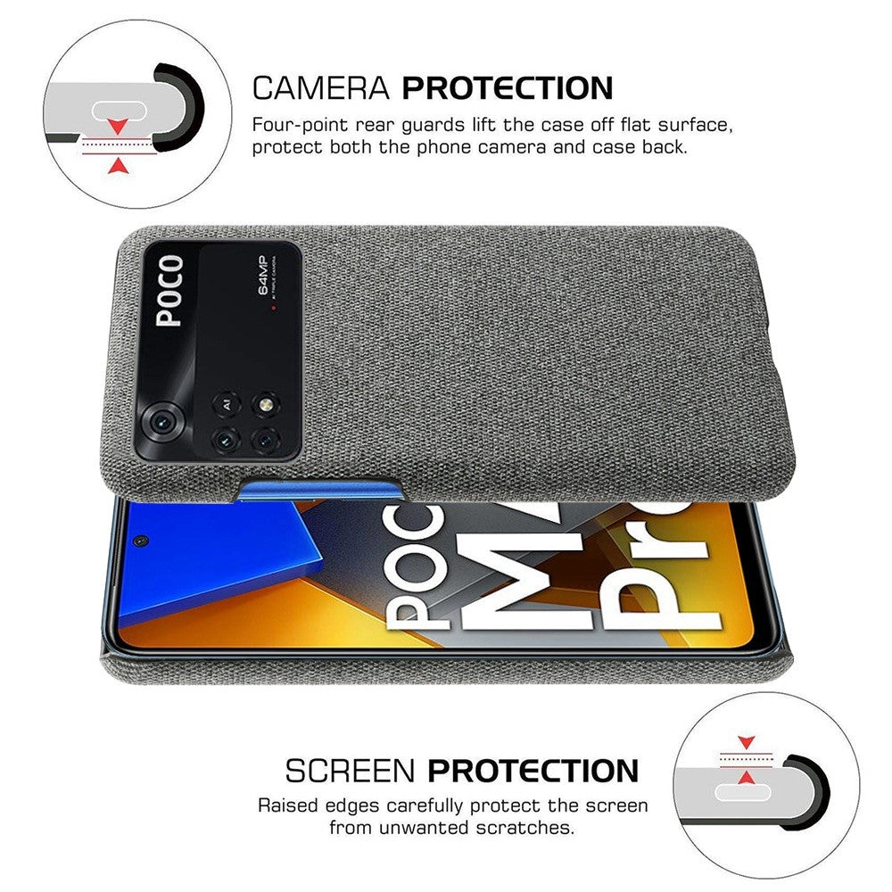 For Xiaomi Poco M4 Pro 4G Anti-dust Phone Shell Anti-scratch Hard PC+Cloth Phone Back Case