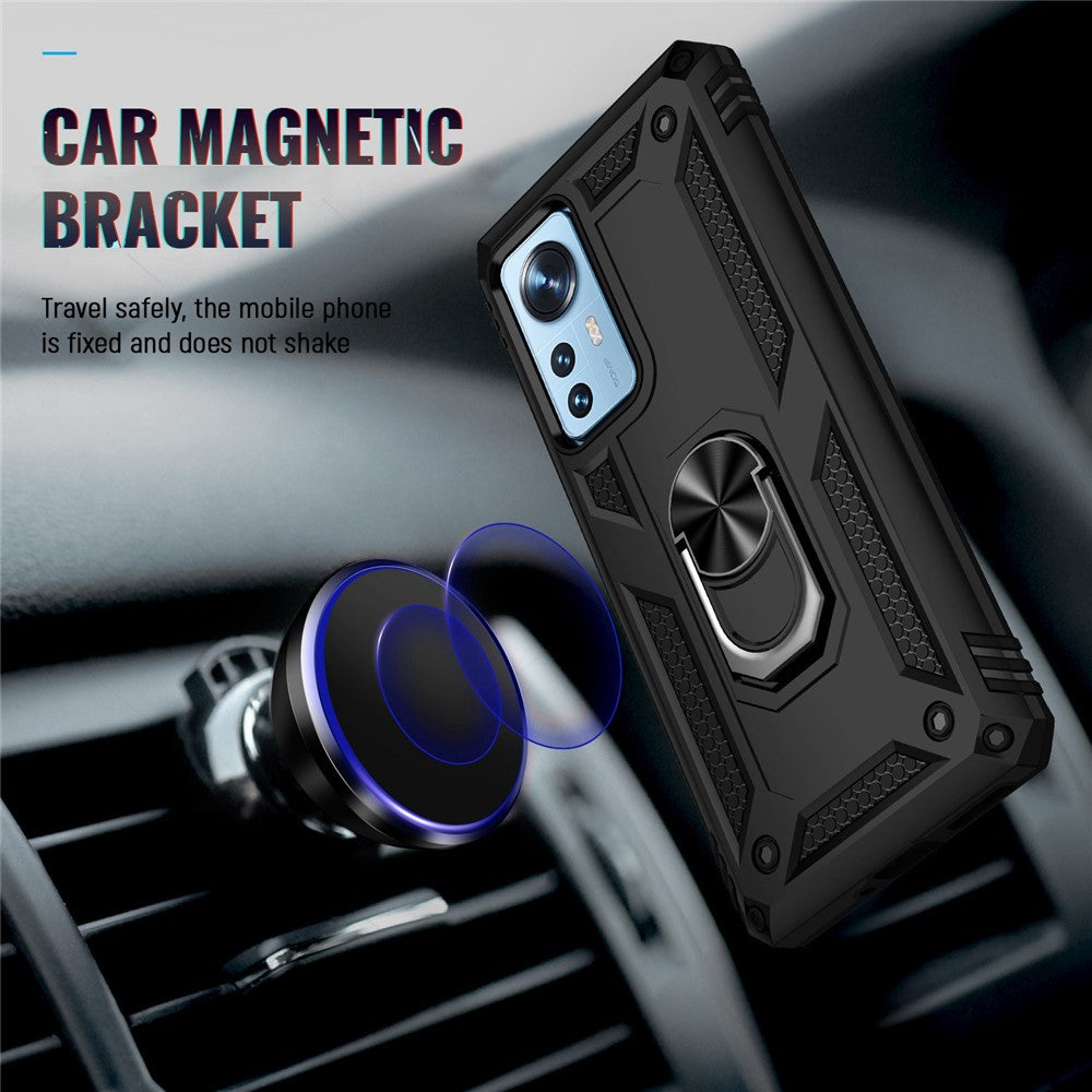 For Xiaomi 12 Pro 5G/12S Pro 5G/12 Pro (Dimensity) 5G Phone Case with Rotatable Ring Kickstand, Impact-resistant Hard PC Soft TPU Protective Cover