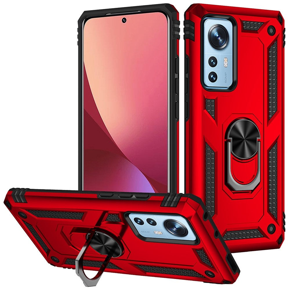 For Xiaomi 12 Pro 5G/12S Pro 5G/12 Pro (Dimensity) 5G Phone Case with Rotatable Ring Kickstand, Impact-resistant Hard PC Soft TPU Protective Cover
