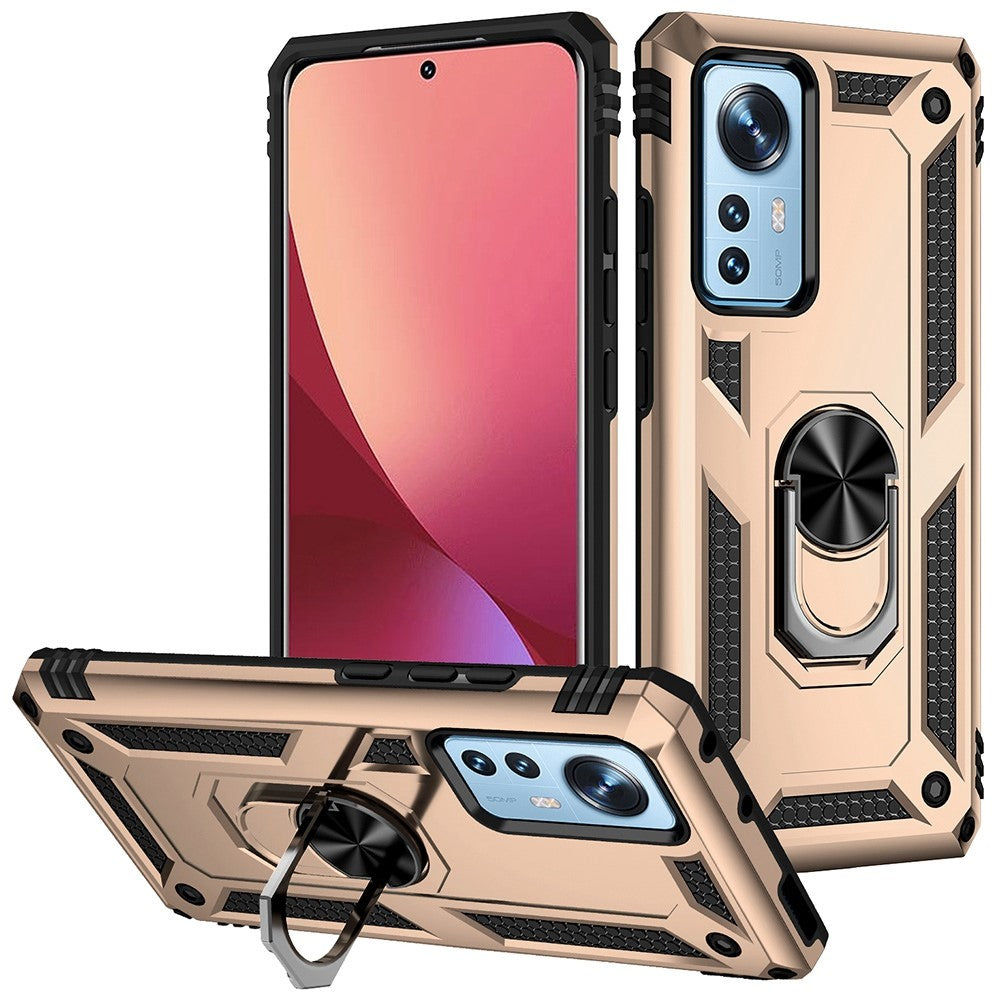 For Xiaomi 12 Pro 5G/12S Pro 5G/12 Pro (Dimensity) 5G Phone Case with Rotatable Ring Kickstand, Impact-resistant Hard PC Soft TPU Protective Cover