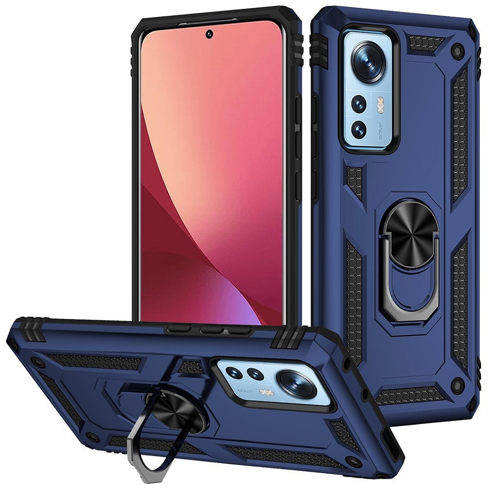 For Xiaomi 12 Pro 5G/12S Pro 5G/12 Pro (Dimensity) 5G Phone Case with Rotatable Ring Kickstand, Impact-resistant Hard PC Soft TPU Protective Cover