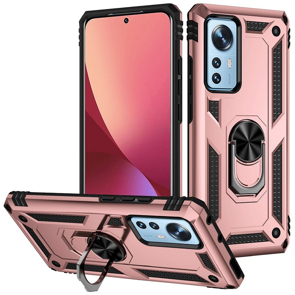 For Xiaomi 12 Pro 5G/12S Pro 5G/12 Pro (Dimensity) 5G Phone Case with Rotatable Ring Kickstand, Impact-resistant Hard PC Soft TPU Protective Cover