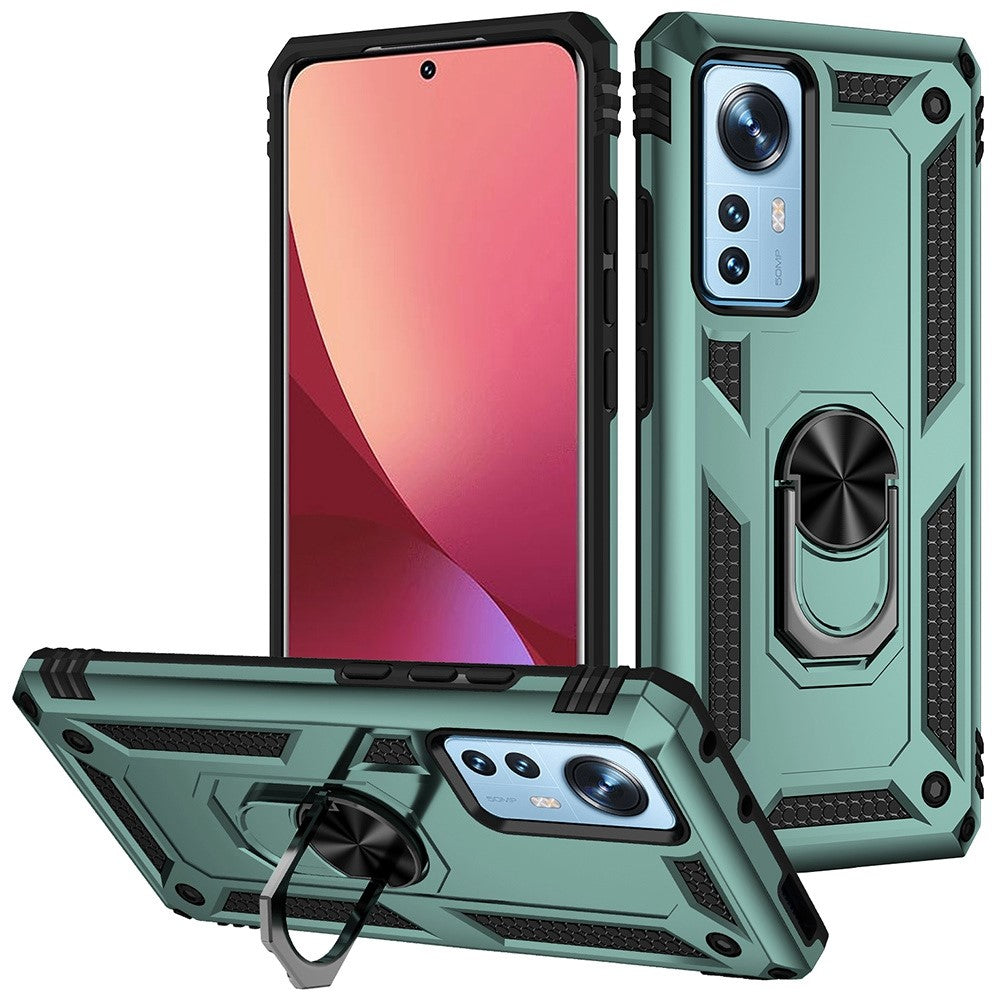 For Xiaomi 12 Pro 5G/12S Pro 5G/12 Pro (Dimensity) 5G Phone Case with Rotatable Ring Kickstand, Impact-resistant Hard PC Soft TPU Protective Cover
