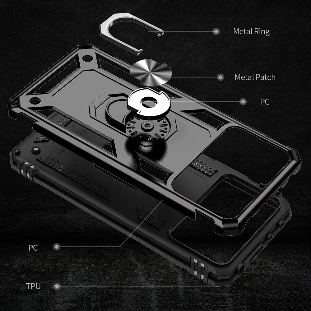 For Xiaomi Poco X4 Pro 5G Ring Kickstand Phone Case Soft TPU+Hard PC Military Shockproof Protective Cover