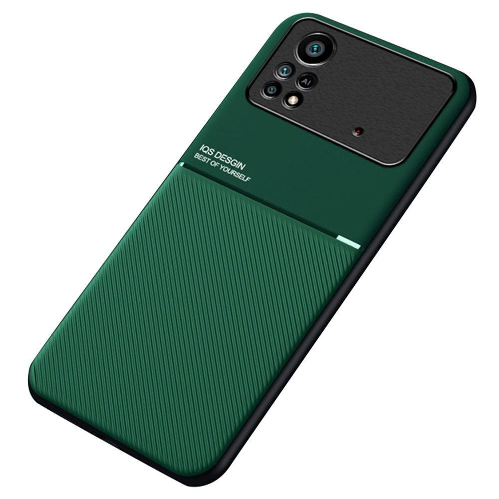 For Xiaomi Poco X4 Pro 5G Imprinting PU Leather Case Drop-proof TPU Cover with Built-in Magnetic Metal Sheet