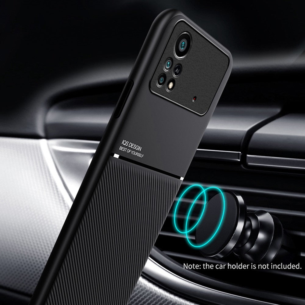 For Xiaomi Poco X4 Pro 5G Imprinting PU Leather Case Drop-proof TPU Cover with Built-in Magnetic Metal Sheet