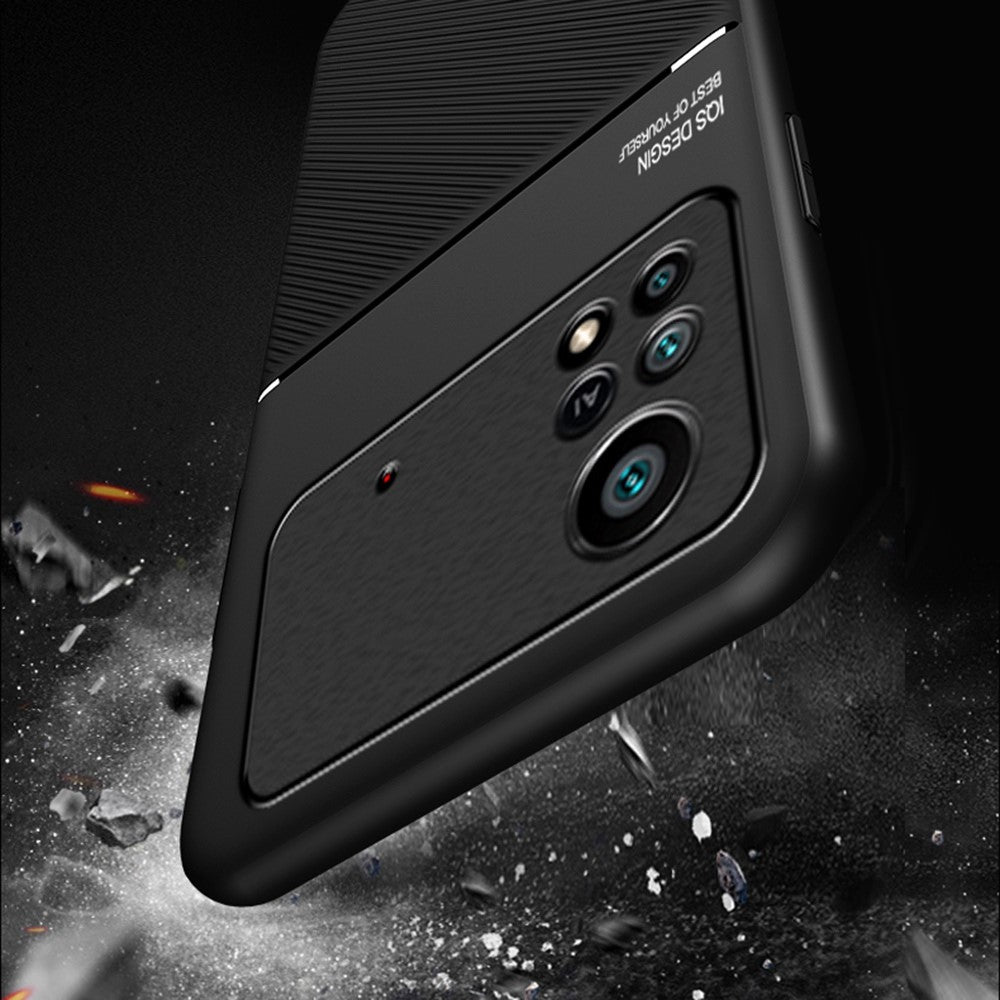For Xiaomi Poco X4 Pro 5G Imprinting PU Leather Case Drop-proof TPU Cover with Built-in Magnetic Metal Sheet