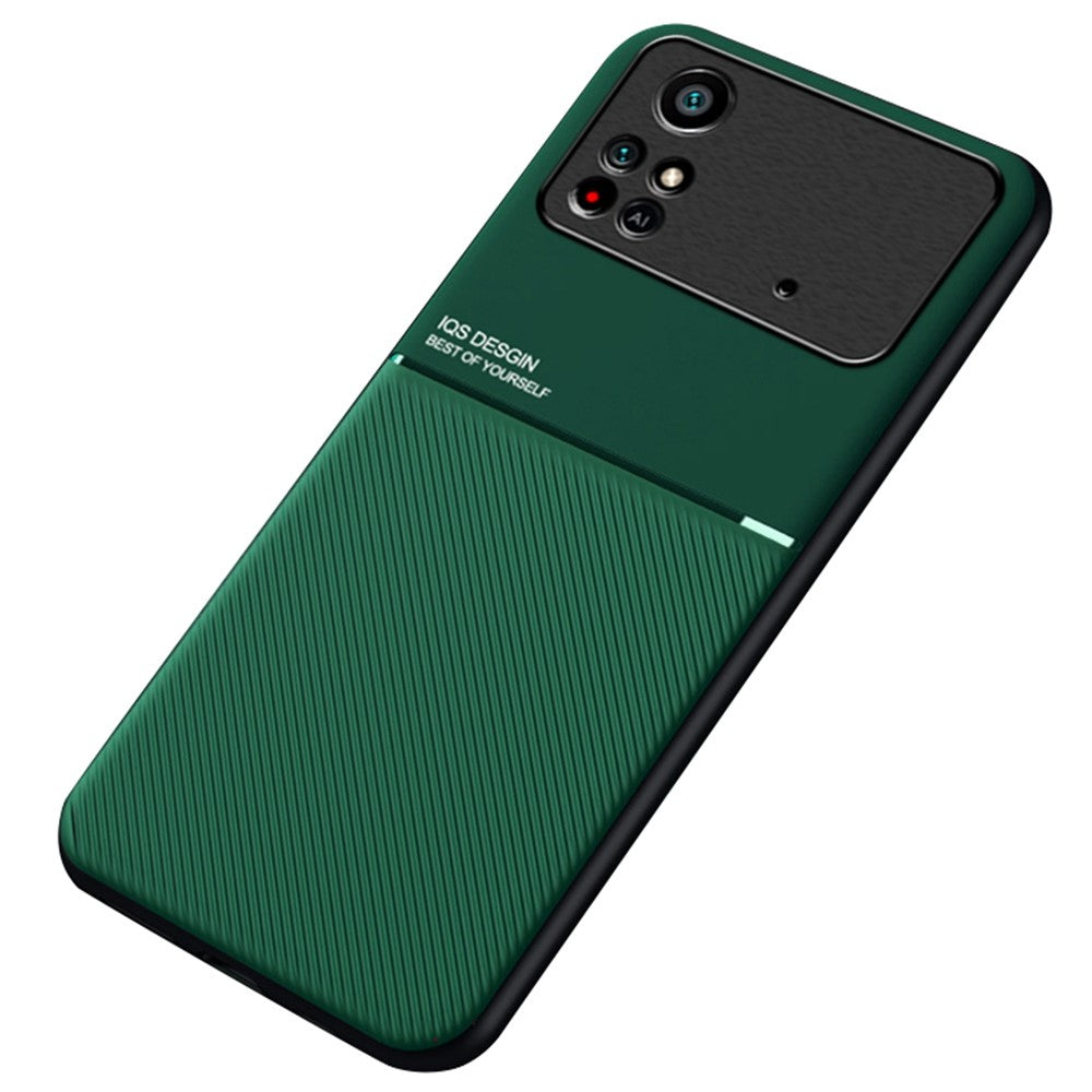 For Xiaomi Poco M4 Pro 4G Anti-scratch Imprinted PU Leather + TPU Phone Case with Built-in Metal Sheet