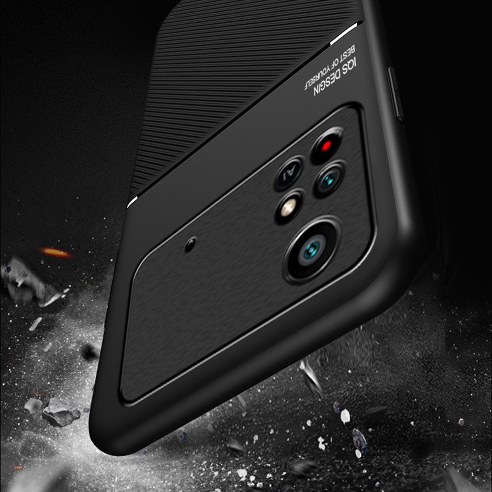 For Xiaomi Poco M4 Pro 4G Anti-scratch Imprinted PU Leather + TPU Phone Case with Built-in Metal Sheet