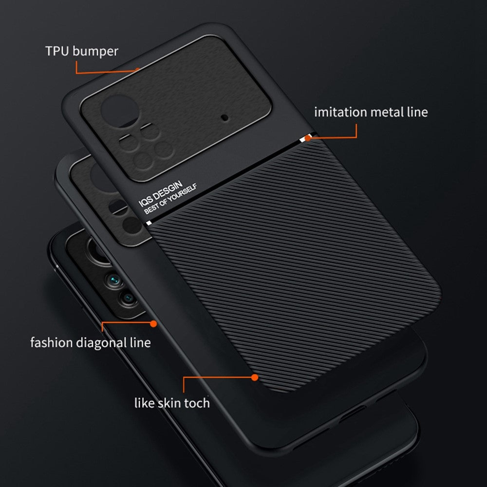 For Xiaomi Poco M4 Pro 4G Anti-scratch Imprinted PU Leather + TPU Phone Case with Built-in Metal Sheet