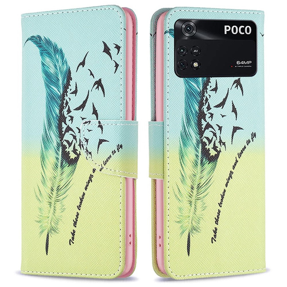 For Xiaomi Poco M4 Pro 4G Phone Case Pattern Printing PU Leather Wallet Stand Cover