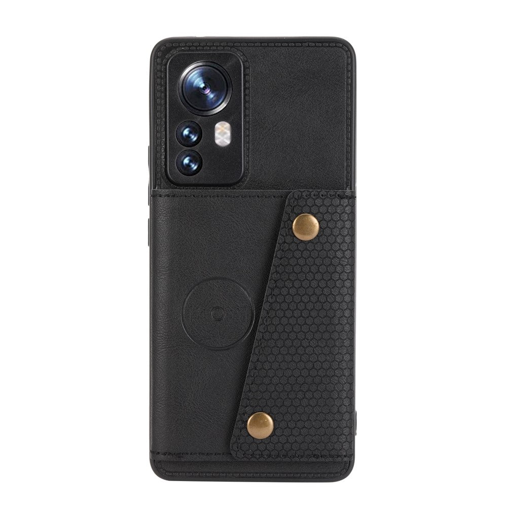 For Xiaomi 12 5G/12X 5G/12S 5G Kickstand Card Slots Design Wear-resistant PU Leather Coated TPU Phone Case with Built-in Metal Sheet