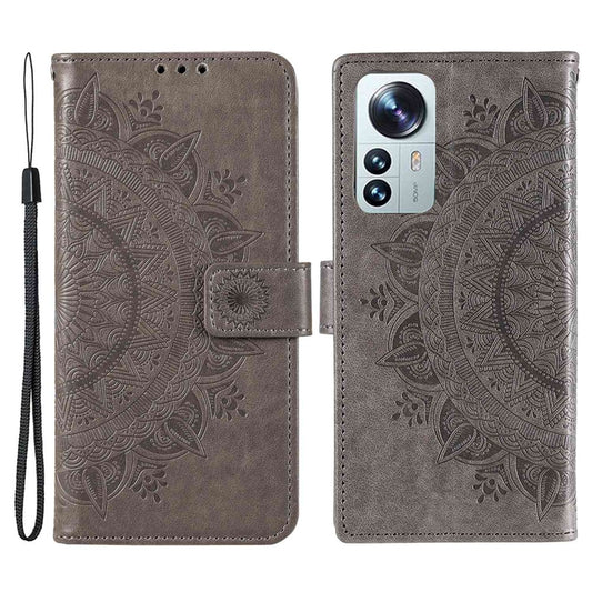 Xiaomi 12 Lite 5G Handyhülle – Für Xiaomi 12 Lite bedruckte Mandala-Blumen-Lederhülle, Brieftaschen-Telefonständer-Abdeckung mit Handschlaufe