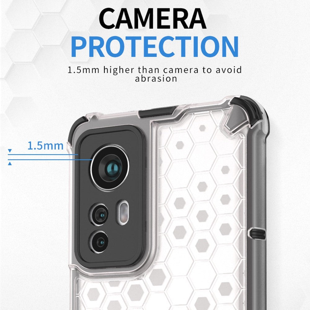 Honeycomb Textured Protective Phone Case for Xiaomi 12 5G/12X 5G/12S 5G, Soft TPU + Hard PC Hybrid Cover