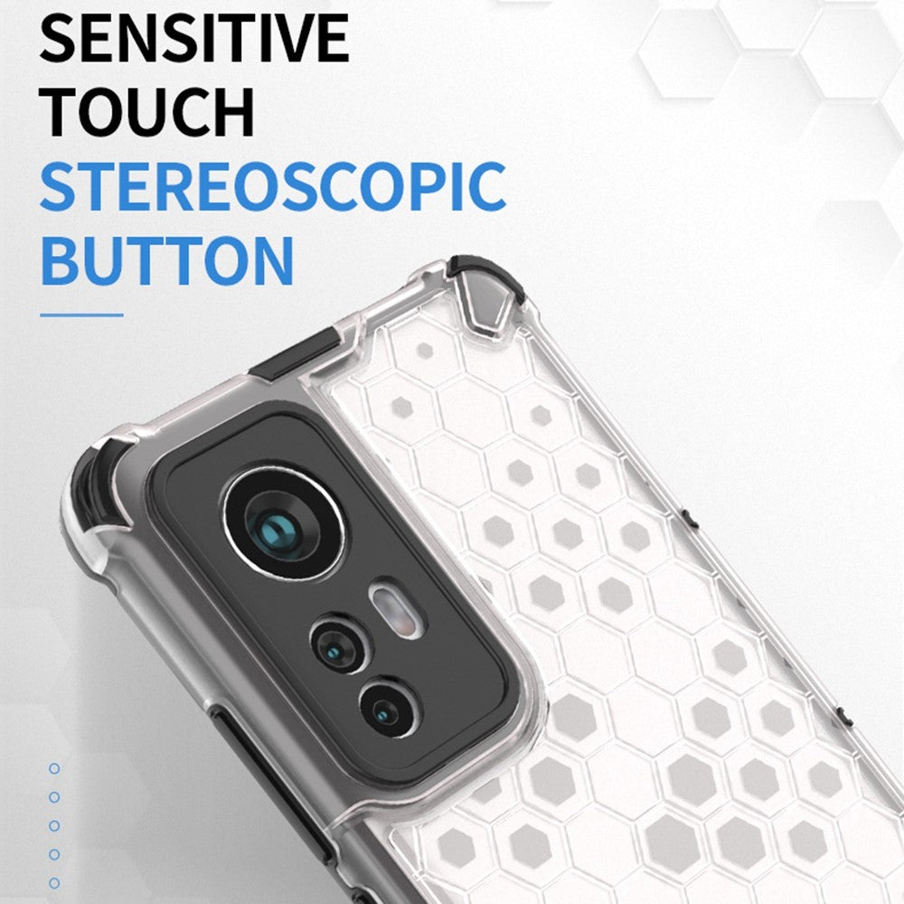 Honeycomb Textured Protective Phone Case for Xiaomi 12 5G/12X 5G/12S 5G, Soft TPU + Hard PC Hybrid Cover