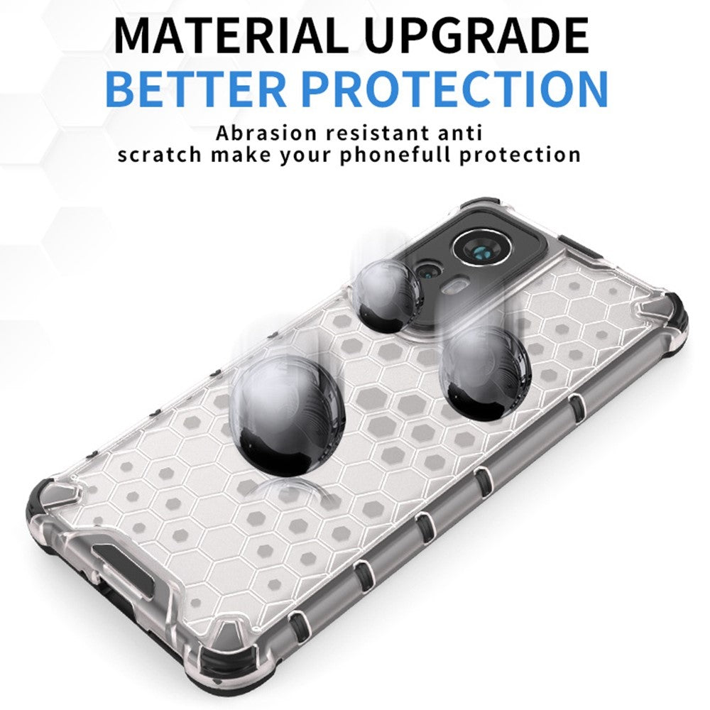 Honeycomb Textured Protective Phone Case for Xiaomi 12 5G/12X 5G/12S 5G, Soft TPU + Hard PC Hybrid Cover
