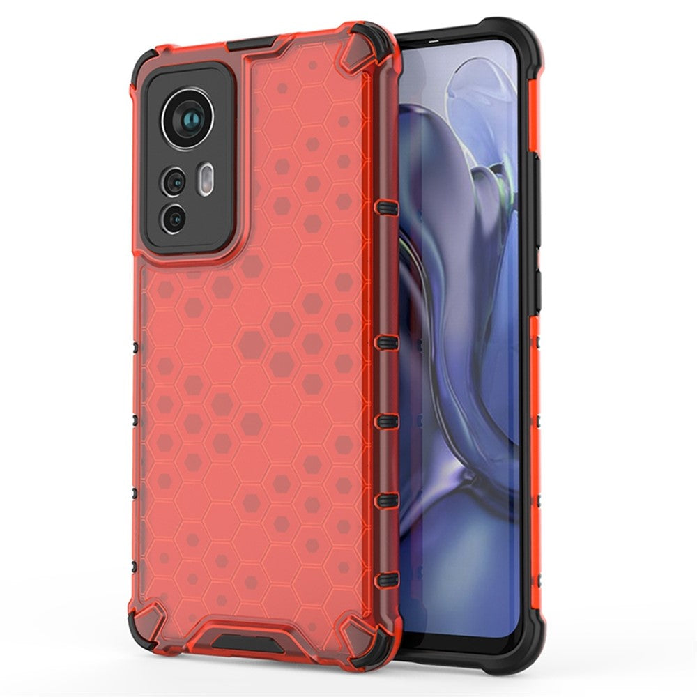 Honeycomb Textured Protective Phone Case for Xiaomi 12 5G/12X 5G/12S 5G, Soft TPU + Hard PC Hybrid Cover