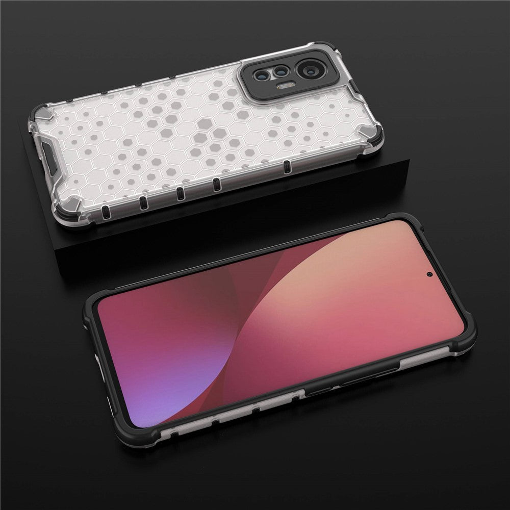 For Xiaomi 12 Lite 5G  Honeycomb Textured Anti-Slip Phone Case Soft TPU + Hard PC Dual Layer Protective Cover