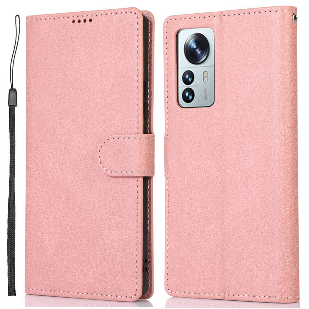 For Xiaomi 12 5G/12X 5G/12S 5G Anti-fall Phone Cover Supporting Stand PU Leather Wallet Case Magnetic Shockproof Cover with Wrist Strap