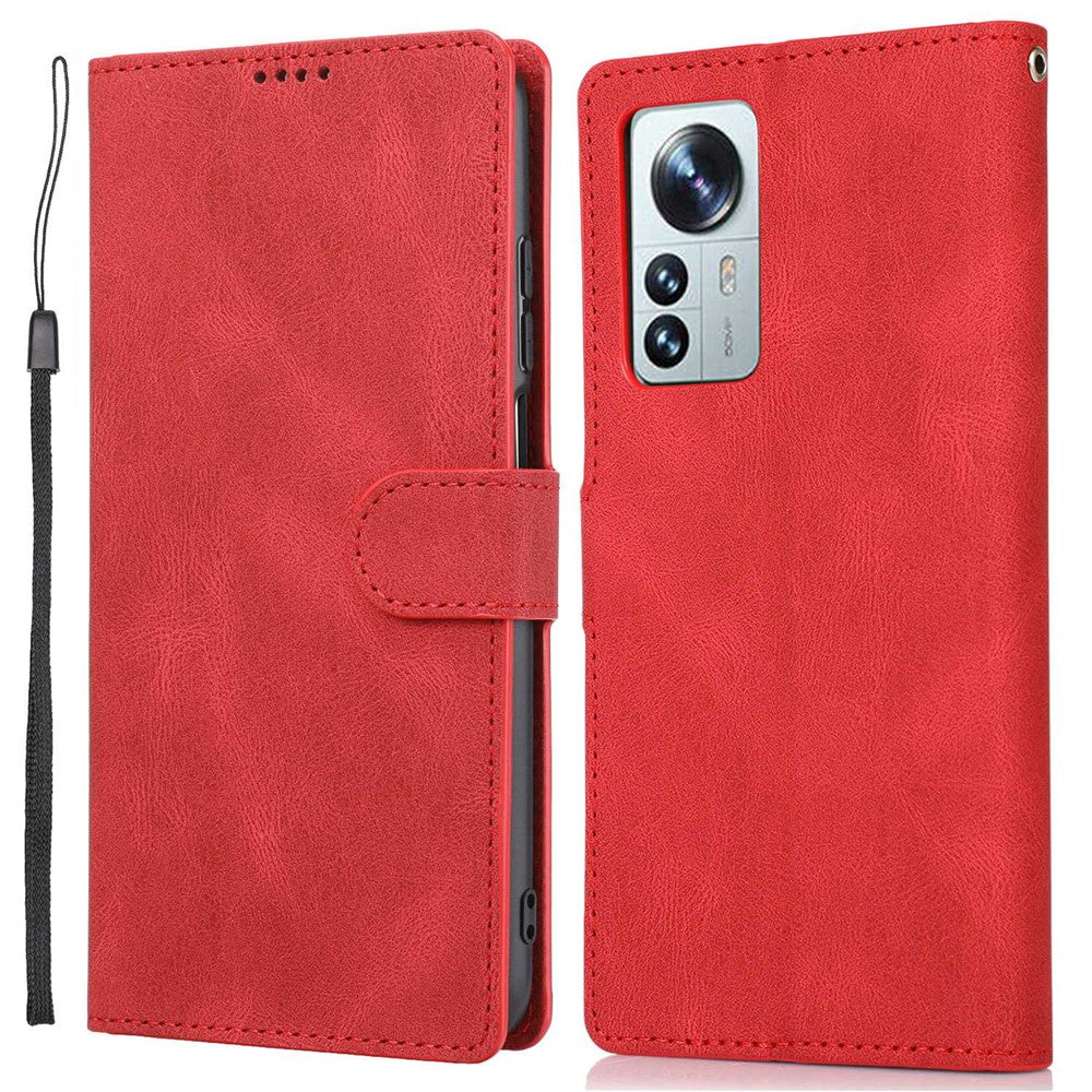 For Xiaomi 12 5G/12X 5G/12S 5G Anti-fall Phone Cover Supporting Stand PU Leather Wallet Case Magnetic Shockproof Cover with Wrist Strap