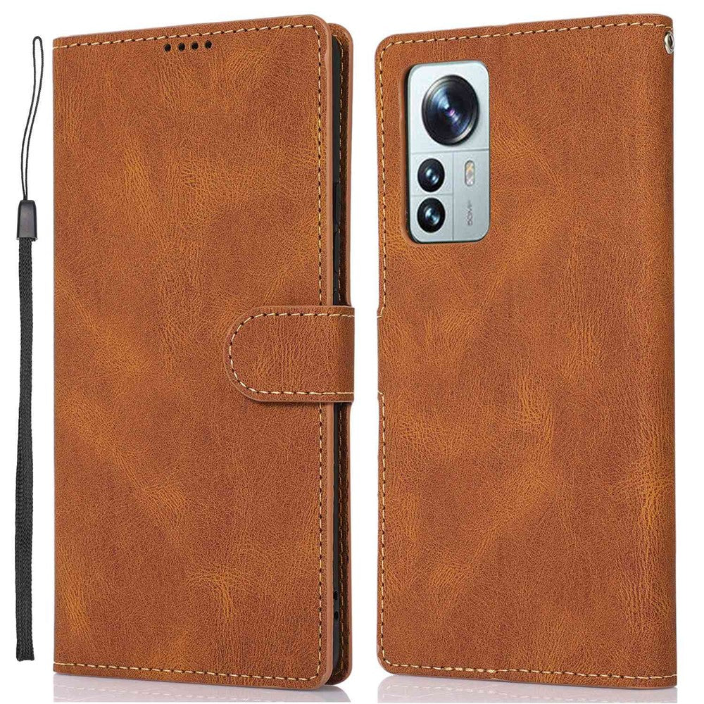 For Xiaomi 12 Pro 5G/12S Pro 5G/12 Pro (Dimensity) 5G Shock Resistant Flip Leather Wallet Case Magnetic Anti-scratch Cover Stand with Wrist Strap