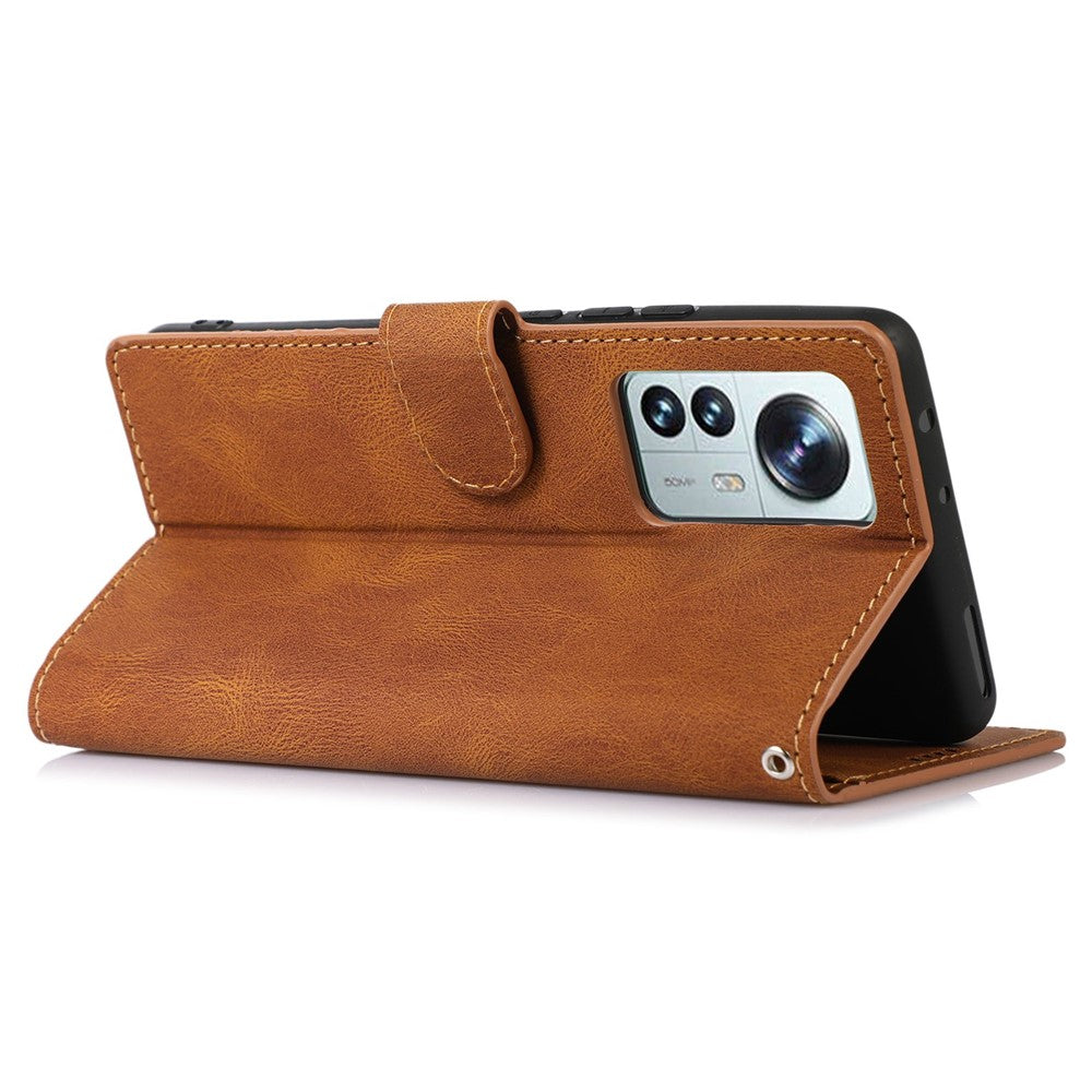 For Xiaomi 12 Pro 5G/12S Pro 5G/12 Pro (Dimensity) 5G Shock Resistant Flip Leather Wallet Case Magnetic Anti-scratch Cover Stand with Wrist Strap