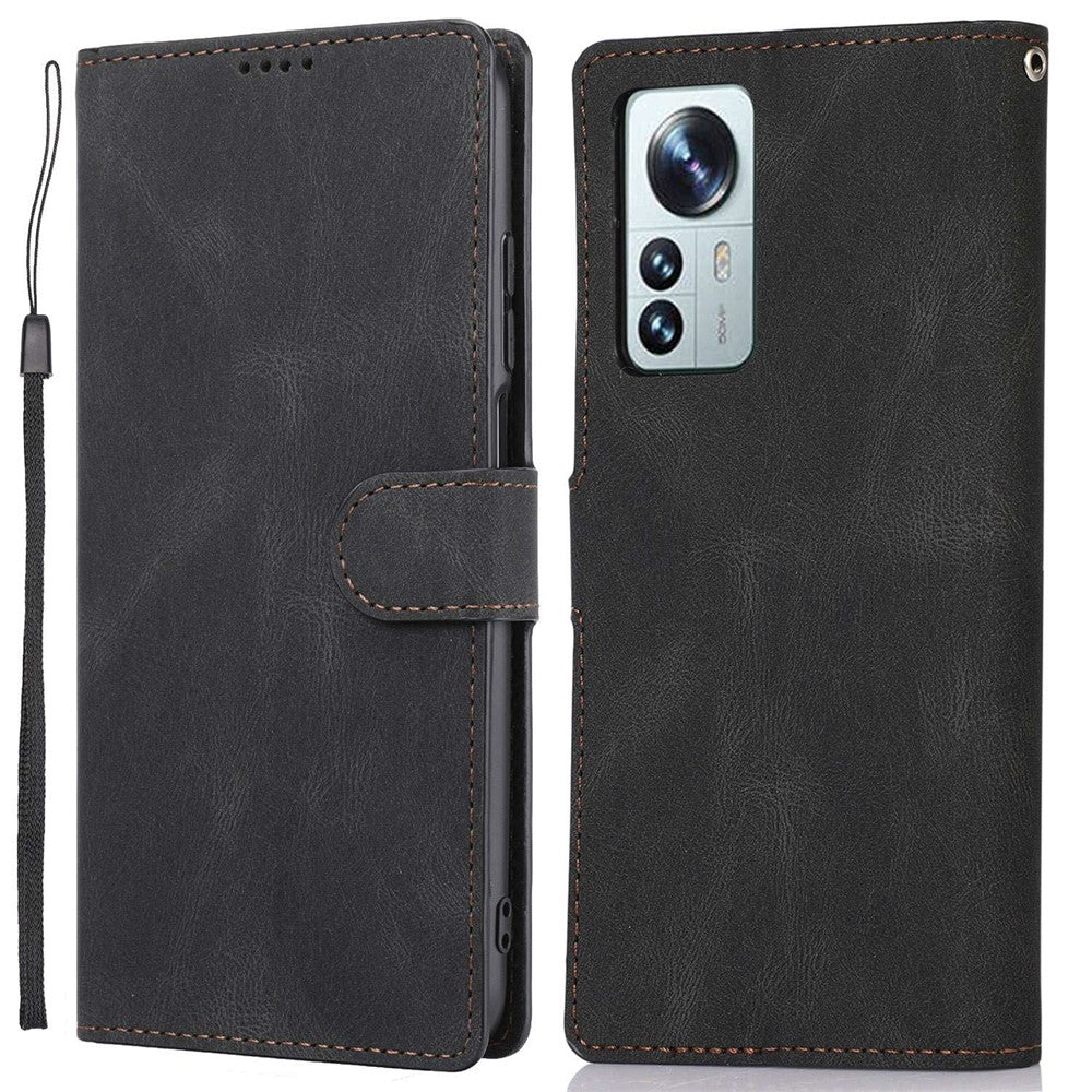 For Xiaomi 12 Pro 5G/12S Pro 5G/12 Pro (Dimensity) 5G Shock Resistant Flip Leather Wallet Case Magnetic Anti-scratch Cover Stand with Wrist Strap