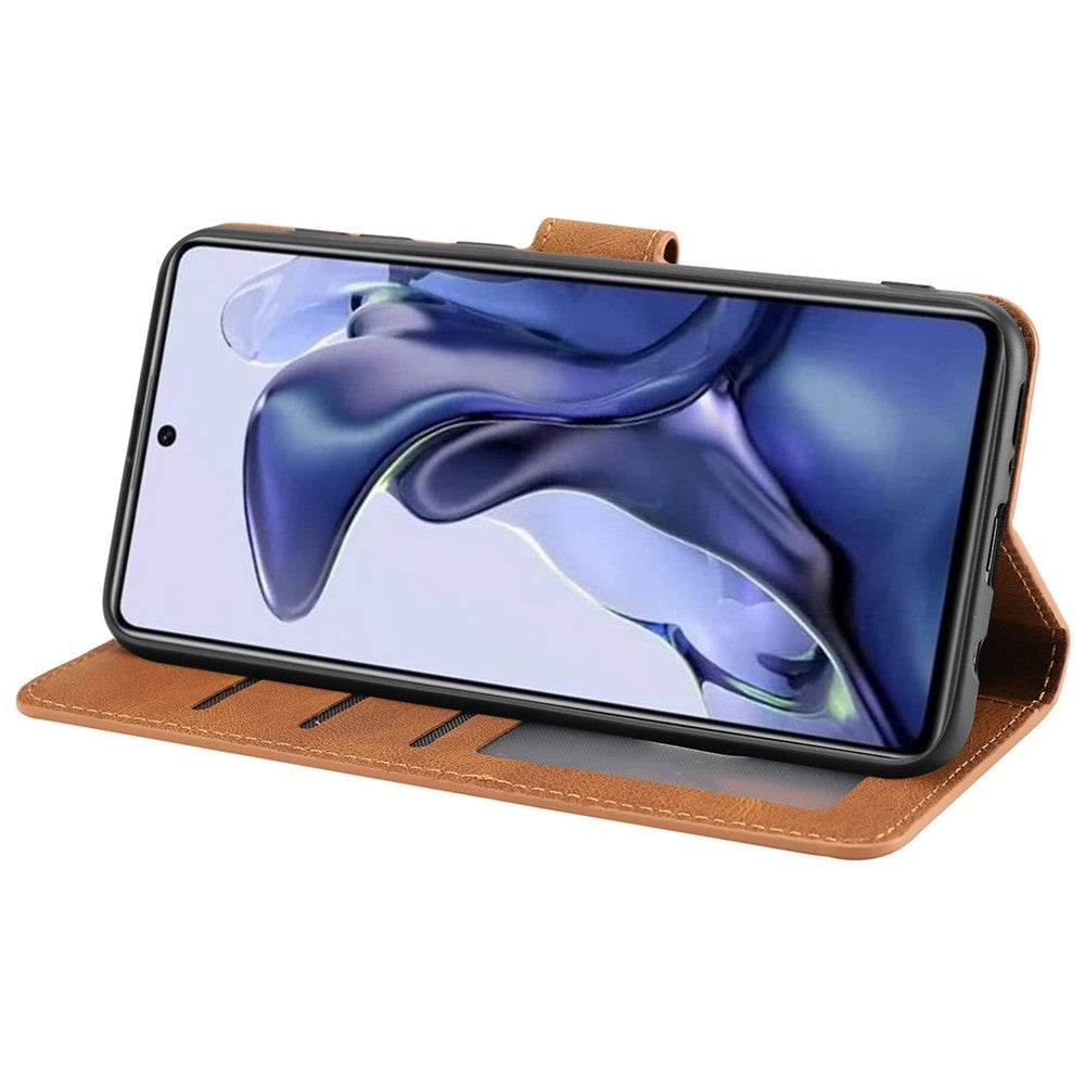 For Xiaomi Poco X4 Pro 5G PU Leather Magnetic Closure Handbag Stand Shockproof Flip Folio Wallet Cover with Strap