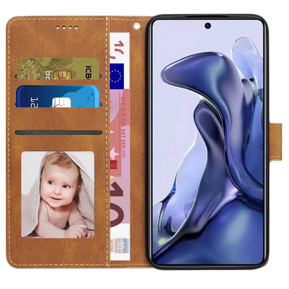 For Xiaomi Poco X4 Pro 5G PU Leather Magnetic Closure Handbag Stand Shockproof Flip Folio Wallet Cover with Strap