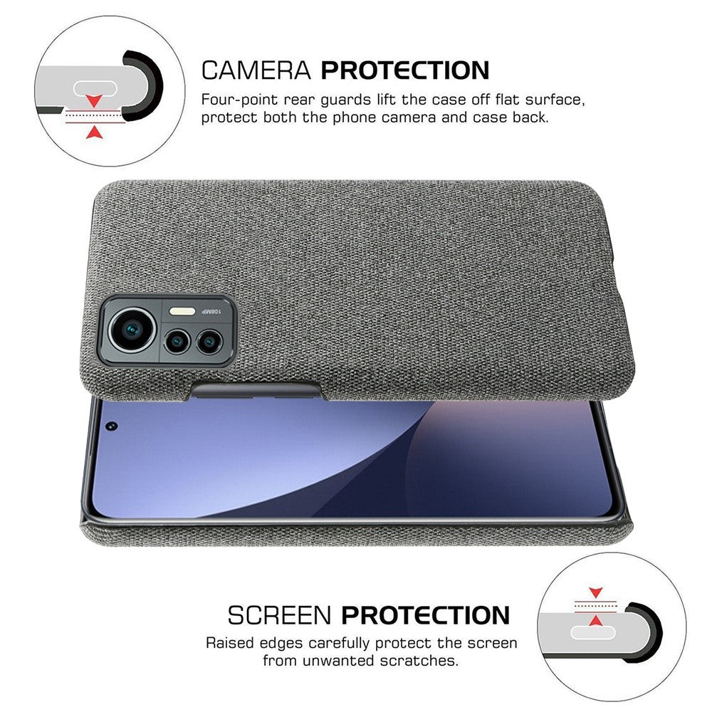 For Xiaomi 12 Lite 5G Non-slip Phone Case Solid Color Wear-resistant Cloth Fabric Drop-proof Phone Cover