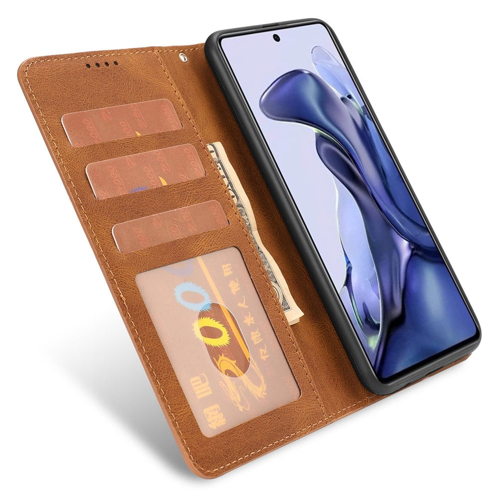 For Xiaomi Poco M4 Pro 4G PU Leather Drop-proof Protection Phone Case Wallet Stand Protective Cover with Strap