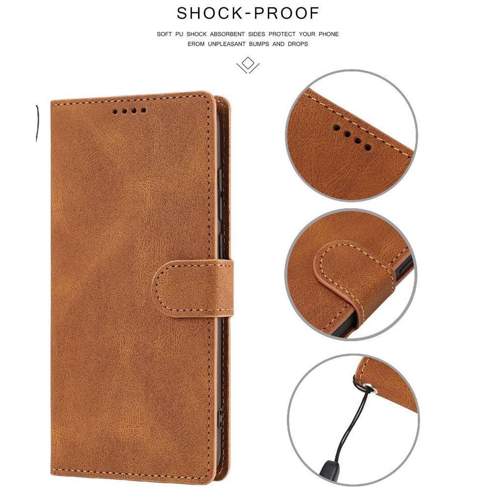 For Xiaomi Poco M4 Pro 4G PU Leather Drop-proof Protection Phone Case Wallet Stand Protective Cover with Strap