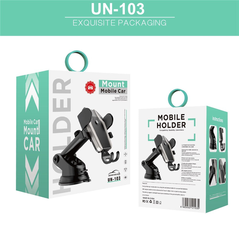 UN-103 360 Degree Rotation Car Dashboard Suction Cup Base Phone Holder Bracket