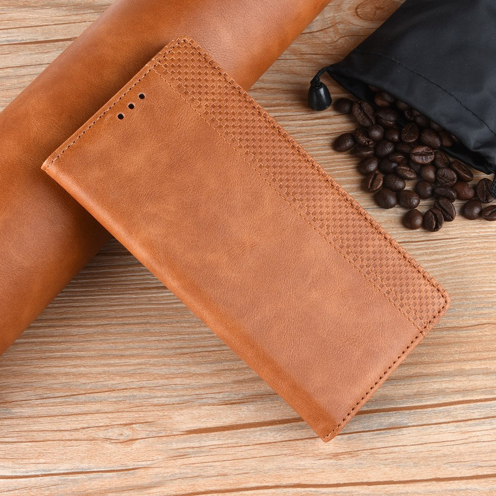 Pixel 6 Lederhülle – Mit Brieftaschenfunktion, Ständer & Retro-Textur