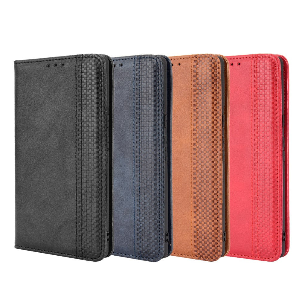 Pixel 6 Lederhülle – Mit Brieftaschenfunktion, Ständer & Retro-Textur
