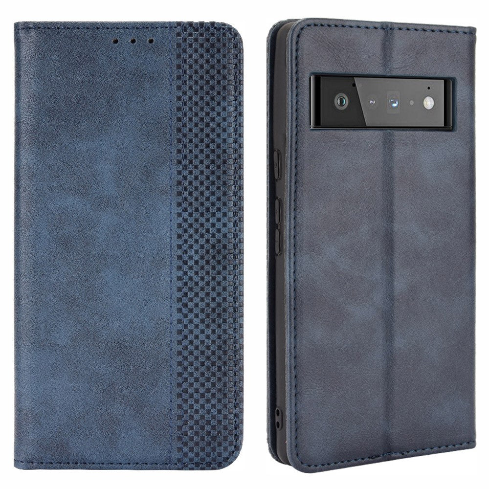 Pixel 6 Pro Lederhülle – Mit Brieftaschenfunktion, Ständer & Retro-Textur