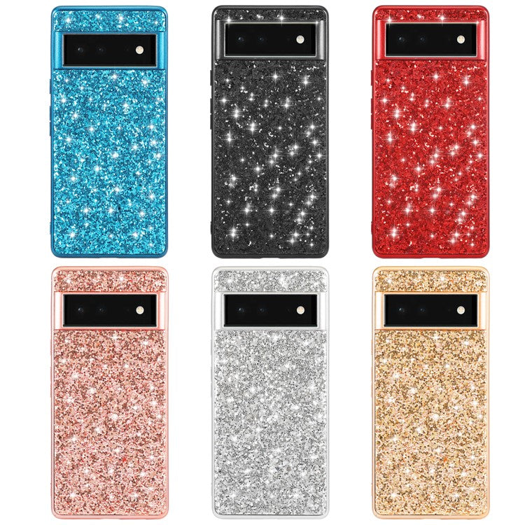 Pixel 6 Pro Schutzhülle – Funkelnde Glitzer-Rückseite
