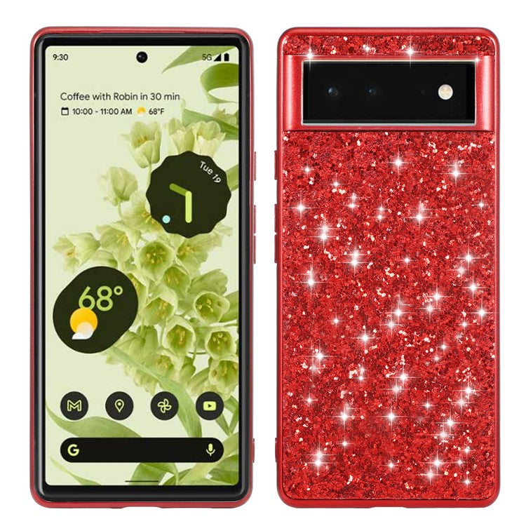 Pixel 6 Pro Schutzhülle – Funkelnde Glitzer-Rückseite