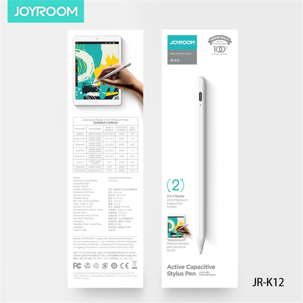JOYROOM JR-K12 Magnetischer aktiver kapazitiver Stift – Mit 2 Modi, sensibel