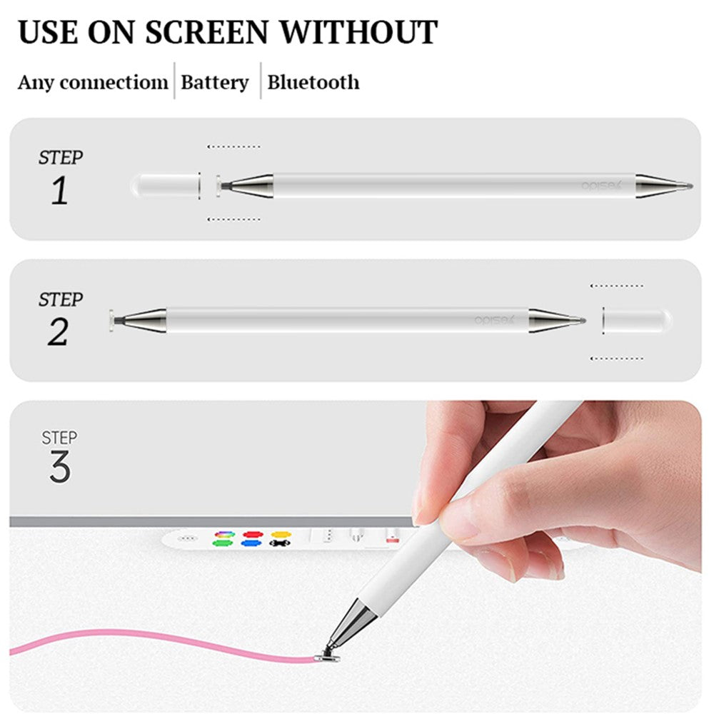 YESIDO ST04 Kapazitiver Stift mit Kugelschreiber – Für iPhone, iPad & Tablet, Schreib- & Zeichnenwerkzeug
