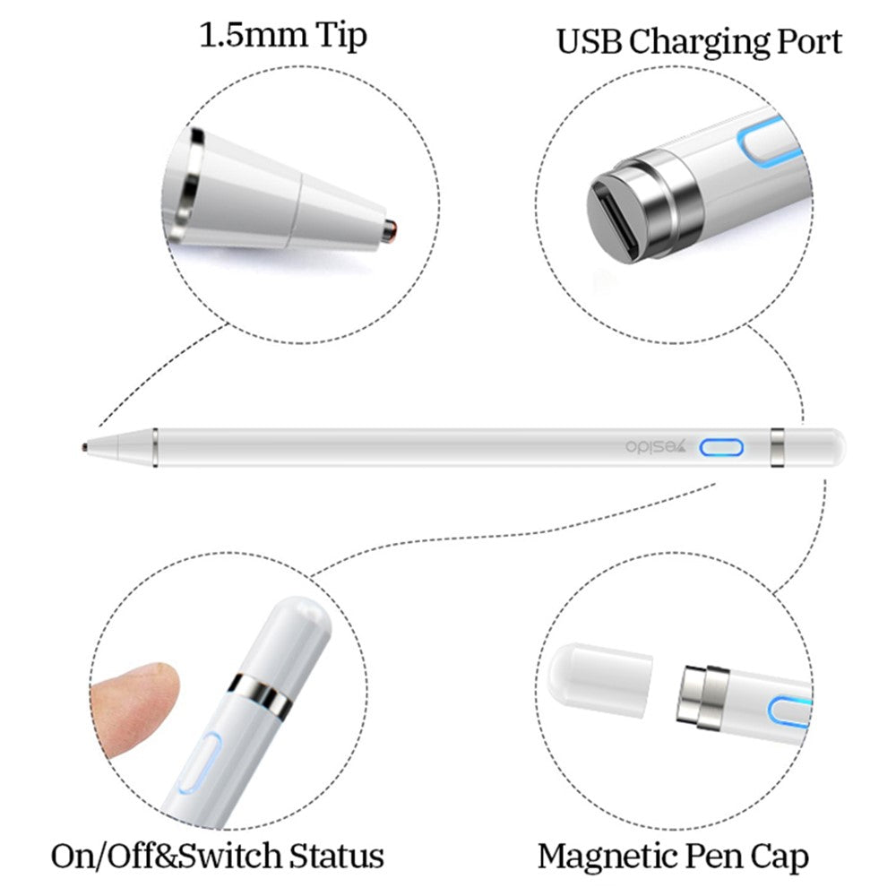 YESIDO ST05 Aktiver Stift – Wiederaufladbar, Touchpen für kapazitive Bildschirme von Smartphones & Tablets