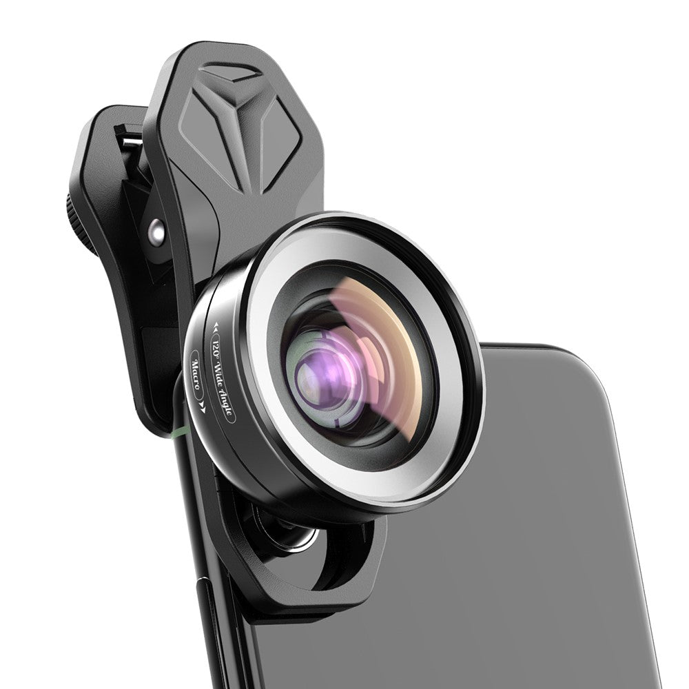 APEXEL APL-HB2IN1WM Handy-Objektiv-Set – 2-in-1-Clip-On-Makroobjektiv (10x) & 120° Weitwinkelobjektiv