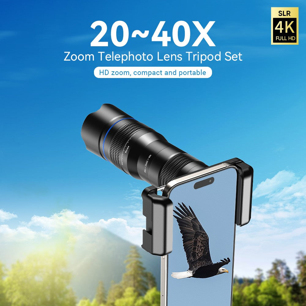 APEXEL HD Metall 20-40x Zoom-Teleskop-Teleobjektiv – Monokular Handykameraobjektiv für iPhone, Samsung & Huawei