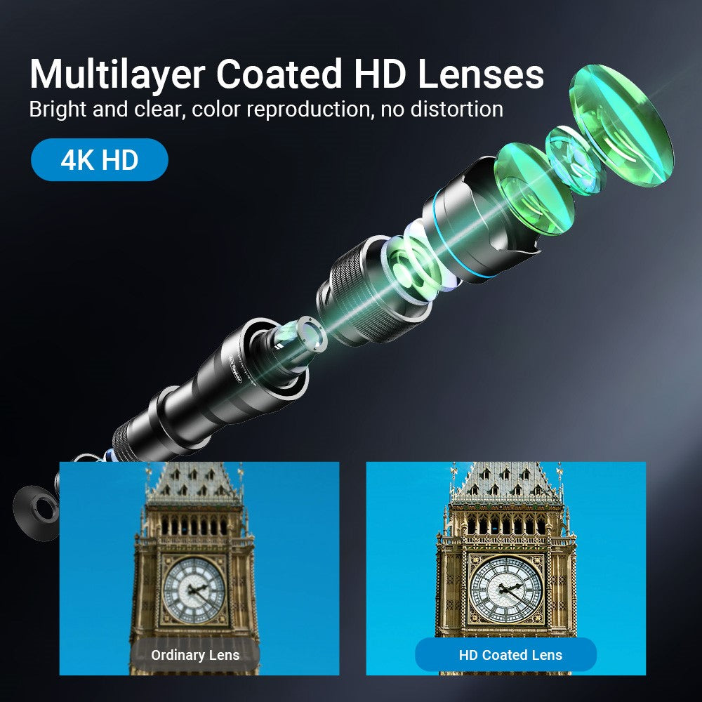 APEXEL HD Metall 20-40x Zoom-Teleskop-Teleobjektiv – Monokular Handykameraobjektiv für iPhone, Samsung & Huawei