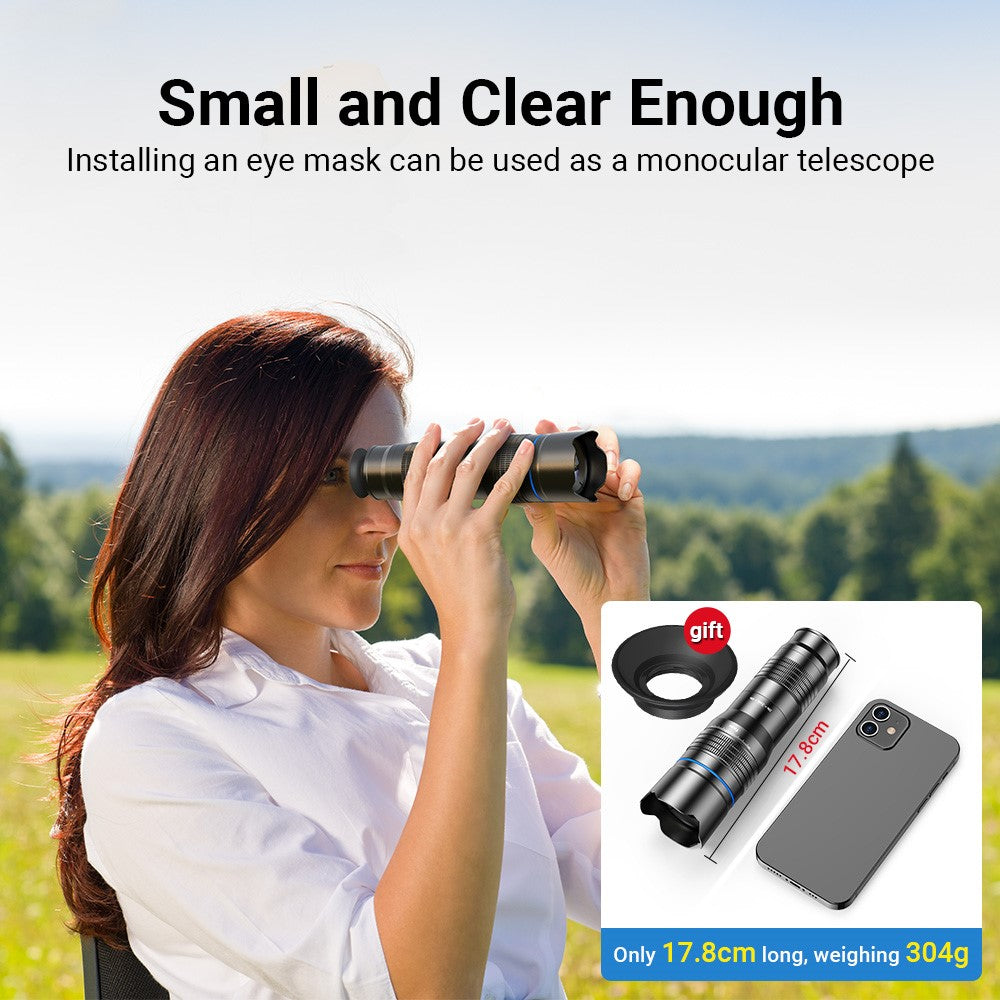 APEXEL HD Metall 20-40x Zoom-Teleskop-Teleobjektiv – Monokular Handykameraobjektiv für iPhone, Samsung & Huawei