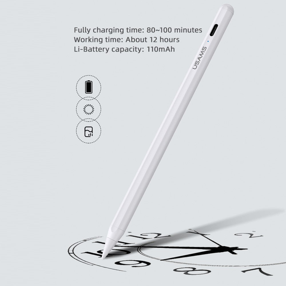 USAMS US-ZB223 Aktiver Stift – Für iPad 2018-2021, mit kapazitiver Handballenerkennung (Palm Rejection)