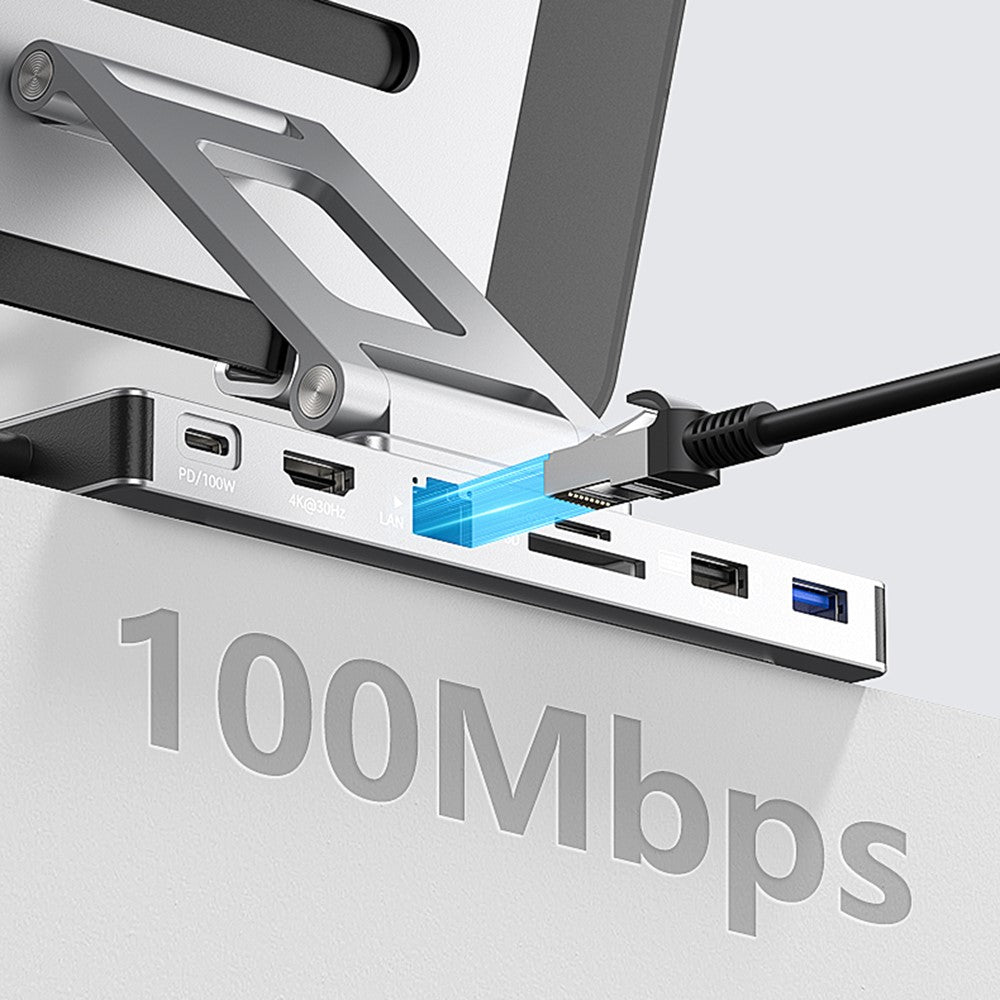 BLUEENDLESS ST706A 7 in 1 Type-C Hub with 360 Degree Rotating Adjustable Tablet Stand Holder