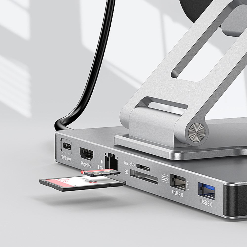 BLUEENDLESS ST706A 7 in 1 Type-C Hub with 360 Degree Rotating Adjustable Tablet Stand Holder